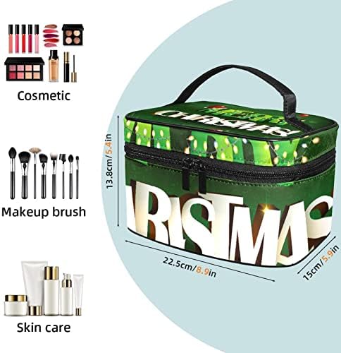 ECMRad Prijenosni torba za šminku Zeleni sretan Hristms Ispisuje veliki kapacitet sa patentnim zatvaračem