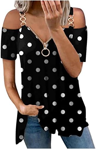 Ljetna jesenska košulja za dame kratki rukav bez kaiševa 2023 odjeća trendy v vrat pamuk grafički zip up bluza 6a 6a