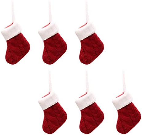 Mini Božić zalihe pribor za jelo držači: 6pcs Božić srebrni držači Crvene pletene čarape nož