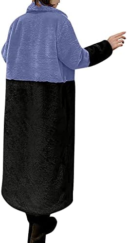 Foviguo dugim rukavima duge zimske jakne žene Moderni Fuzzy Fit Colorblock Cardigans reverska crtača topli