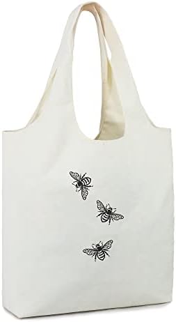 BeeGreen personalizovana torba za poklone za žene Monogram Rođendanska poklon torba sa džepom sa patentnim zatvaračem 13oz & amp ;Bees Platnena torba za žene sa unutrašnjim džepom sa patentnim zatvaračem 13oz estetska pamučna torba