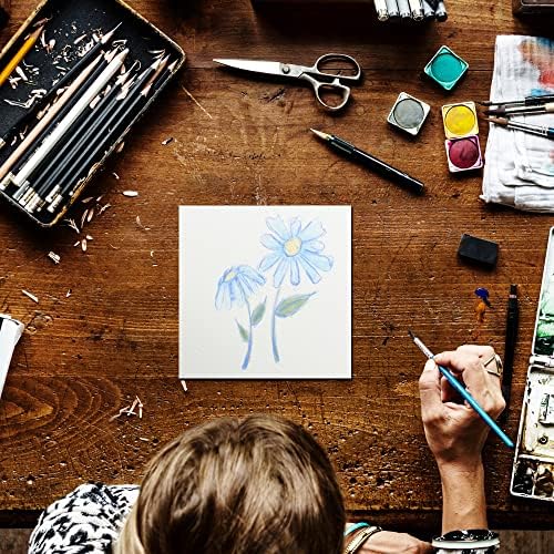 Premium White Cardstock kvadrati - ultra debeli umjetnik Crtal Cravetshell City - za punjenje otpornosti, skiciranje, drveni ugljen, akvarel i slikanje