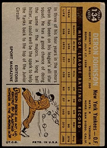 1960. topps # 134 Rookie Star Deron Johnson New York Yankees Dean's Cards 2 - Dobre Yankees
