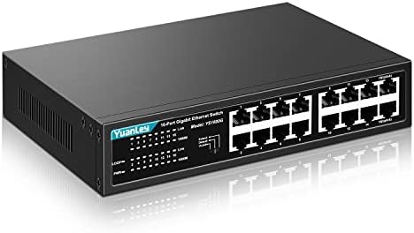 Yuanley 16 Port Gigabit Ethernet prekidač, VLAN, proširuje 250m, bez obzira bez metala bez ikaniranog utikača