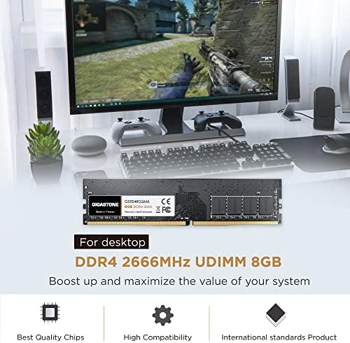 【DDR4 Ram】 Gigastone Desktop Ram 16GB DDR4 16GB DDR4-2666MHz PC4-21300 CL19 1.2V 288 PIN Nepunforirani NON ECC UDimm za PC računar Desktop memorijski modul