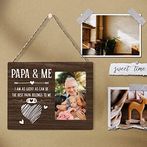 Nurawo Papa I ja drveni okvir za slike Rustikalni drveni okvir za fotografije za stol ili zidni prikaz, poklon za Djeda Djeda od unuka unuka