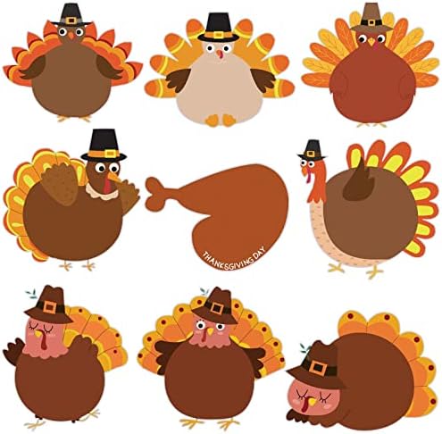 36 komada Dan zahvalnosti Turska Izlasci Svestrana učionica Dekoracija Creative Turkey Cut-out-za za biltensku upravu Školska jeseni temat za Dan zahvalnosti, 6 x 6 inča