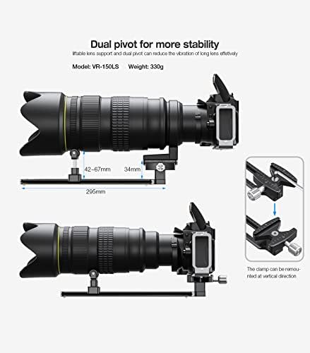 Leofoto VR-150LS Ažurirano 295 mm Dual Pivot Long objektiv QR ploča Mount Arca