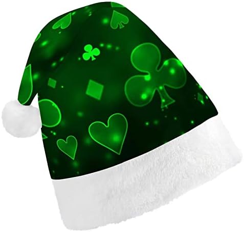Zeleni Raster simboli igranje karata Funny Božić šešir Santa Claus kape kratki pliš sa bijelim manžetama za Božić Holiday Party ukras zalihe