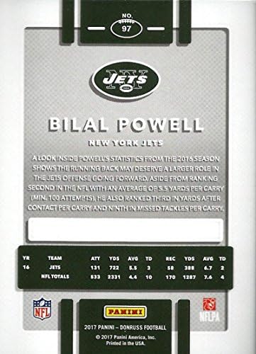 2017 Donruss 97 Bilal Powell New York Jets fudbalska karta