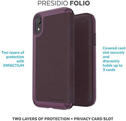 Speck proizvodi Presidio Folio iPhone XR Case, Heathered Eclipse Blue / Eclipse Blue / Gunmetal Grey