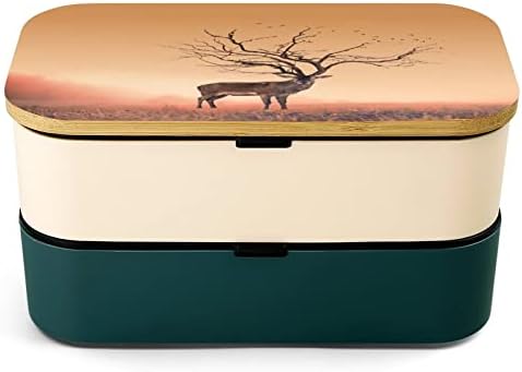 Suvo drvo poput Dvokrada Crvenog jelena STAG Dvostruka kutija za ručak sa pribor za ručak za ručak sadrži 2 kontejnere
