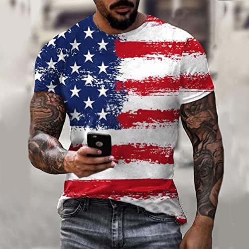 XZHDD vojnički kratki rukav za majicu Muške američke zastave Retro Patriots Mišićna vježba Atletika 4. jula Tee vrhovi