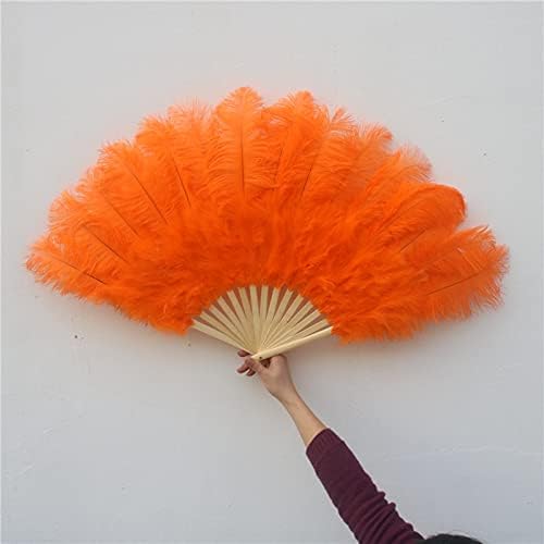 Pumcraft Feather for Craft 15 Bones lijepa narandžasta nojeva pero Fan Party vjenčanje performanse rekvizite ručni pero Fan - 1kom
