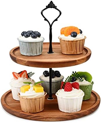 2 puta drvena cupcake stalak za posluživanje nosača kolača kolač kolač za desert zaslon cokvie bombonski