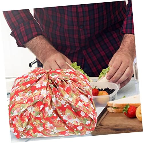 BESTOYARD japanska tkanina za umotavanje papir Tote Snack Bento kutija Bento torba za ručak mala torba za ručak višekratna torba za ručak vreća za ručak obrok tkanina kutija za pakovanje tkanina kutija za obrok poklopac Fine Red