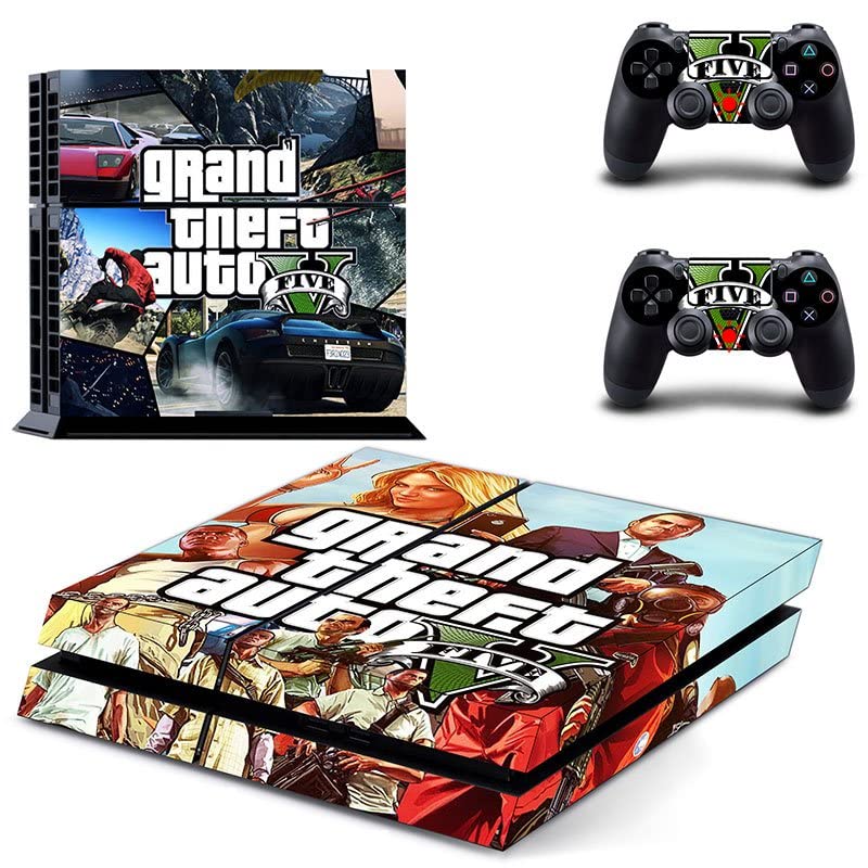 Igra Grand GTA Theft i Bauto PS4 ili PS5 naljepnica za kožu za PlayStation 4 ili 5 konzola i 2 kontrolera naljepnica Vinyl V4903