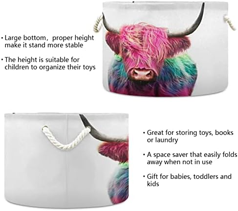 xigua velika korpa za igračke Highland Cow šarena obojena kutija za odlaganje kose Dječija korpa za veš, sklopiva