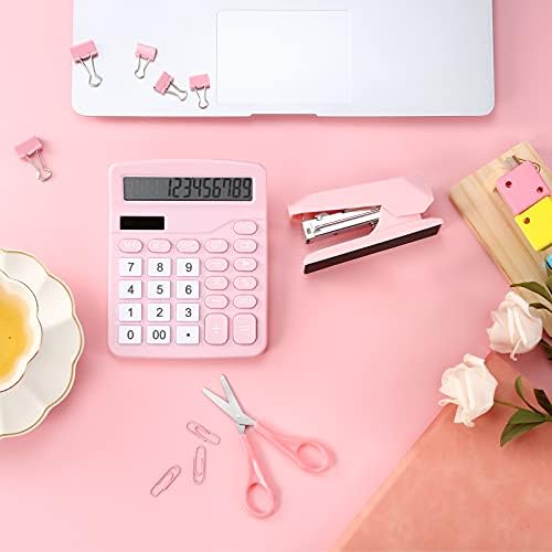3 komada ružičasti uredski materijal ružičasta kompletna kompleta kompleta kalkulatora Stipler škara uredskog dekora za žene Pink Rok