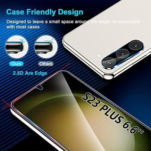 [4+3 Pack] Galaxy S23 Plus zaštitnik ekrana, 9h kaljeno staklo, ultrazvučna podrška za otisak prsta, HD Clear za Samsung Galaxy S23 Plus 5G stakleni zaštitnik ekrana