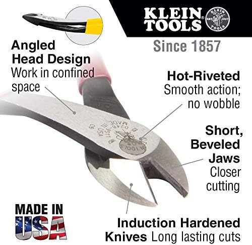 Klein Tools D2000-48 klešta, Linemans dijagonalna klešta za sečenje sa visokim dizajnom poluge,