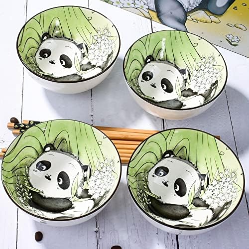 Bosili Stecka Panda Rižine posude i set štapići, posude za keramičke riže za desertnu supu rižu kao dobar poklon