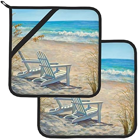 Scena na plaži sa stolicama Set nosača lonca, nosač toplotnog otporan na toplotu 2, koristi se
