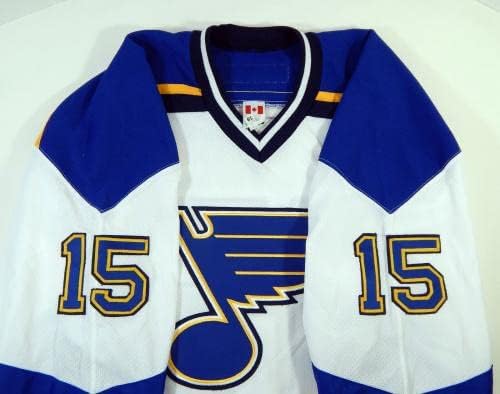 2001-02 St. Louis Blues Steve McLaren 15 Igra izdana Bijeli dres DP12345 - Igra Polovni NHL dresovi