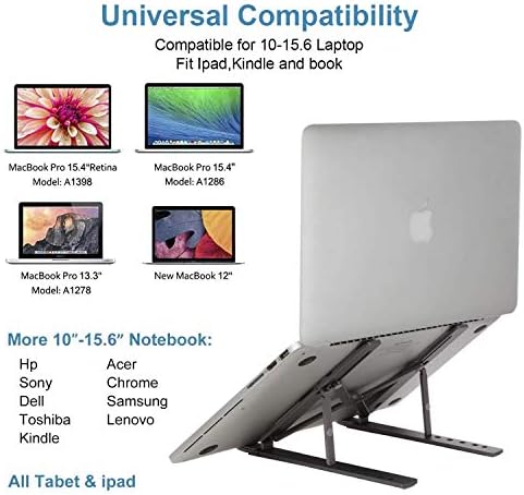 Laptop stalak za stol, laptop riser, nosač laptorija aluminijuma Kompatibilan sa 10-15,6 inčnim mac-tabletom