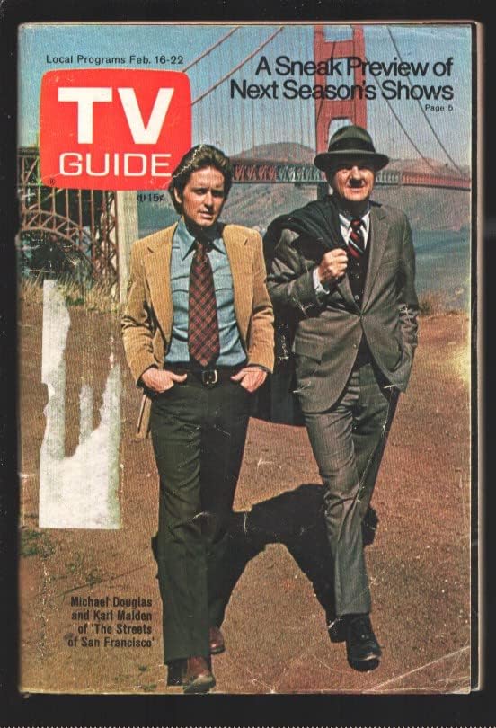 TV vodič 2 / 16 / 1974-Karl Malden-Michael Douglas - ulice San Francisco photo cover-New York Metro