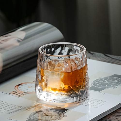 Nbsxr-rock Style Old Fashioned Whiskey Glass, Whisky Glass Crystal glassware, Short Crystal Tumbler Glassware za koktel, Scotch, burbon, Set od 2, b
