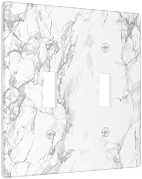 Bijeli sivi mramorni otisak 2 banda dvostruka preklopna prekidača rustikalna ukrasna zidna ploča električna ploča za kupatilo ured kuhinje ukrade 4,5 x 4,5 inča