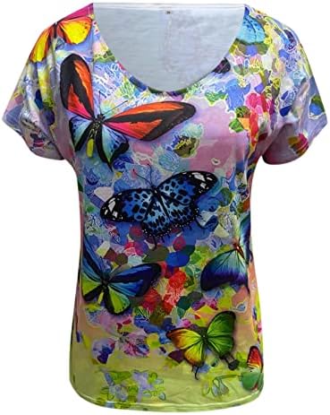Djevojke meke udobna odjeća kratka rukava pamučna grafika top košulja Ljetna jesen V izrez majica za žene