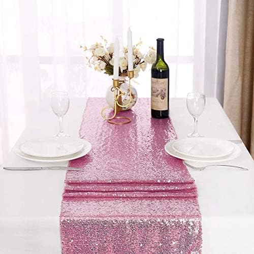 YUBO Pink Sequin trkači 12''x 108 '', 2 pakovanja Tkanina Glitter trkač za vjenčanje rođendanska zabava