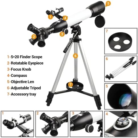 Uscamel teleskop za odrasle djecu početnici 60mm otvor blende 500mm az nosač Potpuno višeslojna optika