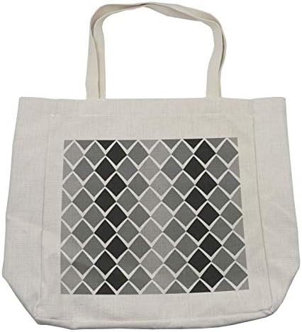 Ambesonne siva i bijela torba za kupovinu, neujednačenih geometrijskih oblika sa cik-cak linijama
