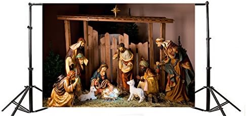 Aofoto 8x6ft Barn unutrašnjost jasle scene pozadina Hrista dijete rođenje Isusa rođenja pastira fotografija