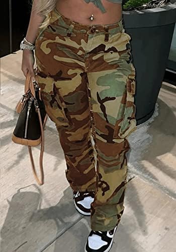 Žene Camo Cargo Hlače Slim Fit Camoflage Joggers Dukseri vojske umorne pantalone sa džepovima