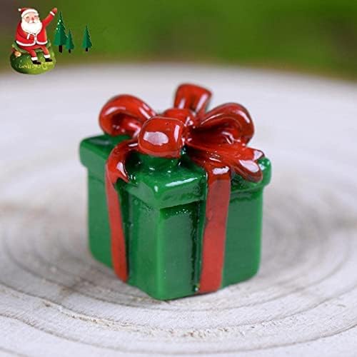 Acewen 36pcs Mini kutija zelena smola sadašnja boksa Minijatura sa crvenim bowknotom za božićne minijaturne scene Mikro pejzažni dodaci DIY Xmas Crafts Dekor tablice