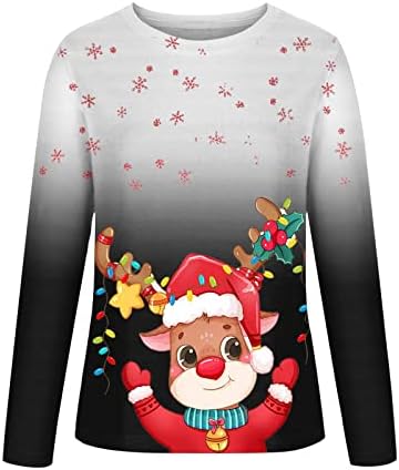 Božić Dugi rukav Shirt za žene posada vrat gradijent Tshirts Casual labave Stretch udoban Božić pulover Osnovni Tops