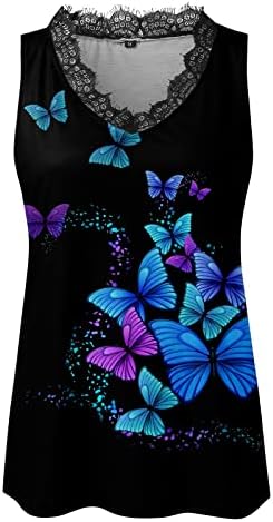 Miashui a line Tops for Women women Summer Sleeveless Butterfly Printed V izrez Lace Tank Tops Casual Vest Baseball