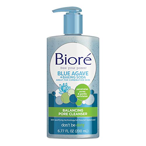 Bioré Daily Blue Agave + sredstvo za balansiranje sode bikarbone, tečno sredstvo za čišćenje mješovite kože ,za prodiranje u pore & amp; nježno piling kože, 6,77 unci