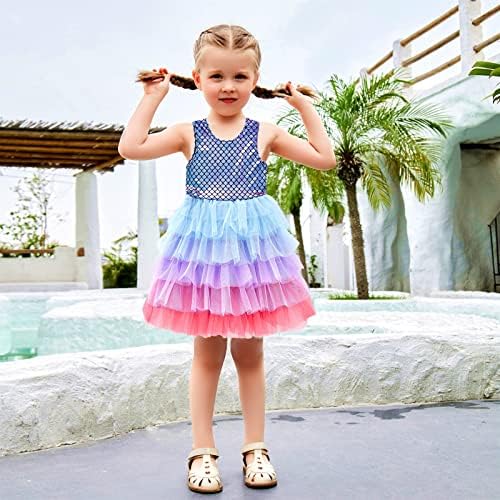 Djevojke haljine, princeza obući odjeću za djevojčice, Toddler ljeto Tulle Ruffle Rođendanska zabava bez rukava