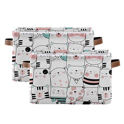 Pravokutna skladišta Bin Slatka mačka crtana platna tkanina sa ručkama - vrtić za ručnike, igračke, odjeću, dječju