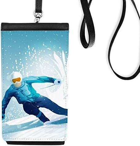 Zimska sportska skija i skijalicu Ilustracija Telefon novčanik torbica Viseće mobilne torbice Crni džep