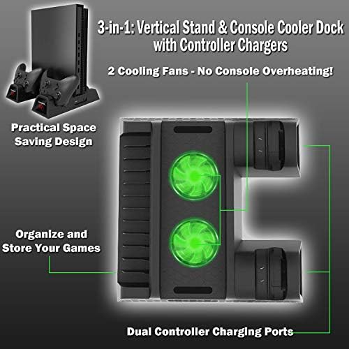 Deco Gear 3-u-1 Xbox vertikalni štand ventilator za hlađenje sa dualnim kontrolerom za punjenje za Xbox One S