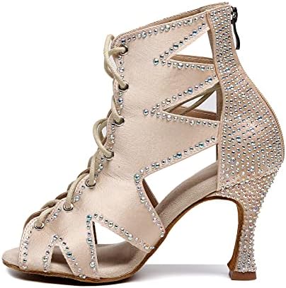 DZZSYIM Ženske otvorene plesne plesne čizme rhinestone salsa ballroom čipke za plesne cipele,
