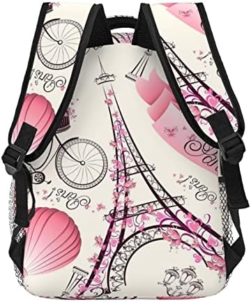 Ewmar romantični pariški toranj bicikl odštampani platneni ruksak / lagana težina studentski ruksak ruksak za prijenosnog računala / 7,8x11.4x15.7