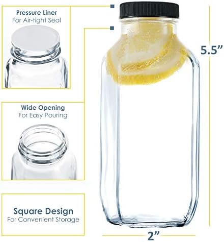 DilaBee Glass sok boce sa poklopcima Bulk Glass flaše vode sa čepovima za sokove, Smoothie, mlijeko , i Kombucha-domaće