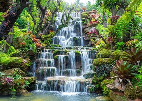 BELECO 12x8ft tkanina šumski vrt vodopad pozadina za fotografiju planinsko kamenje teče voda